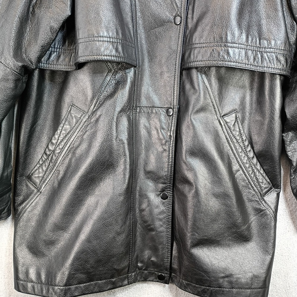 Vintage 90s Wilsons Leather Mens L Black Leather Jacket Oversized Bomber Grunge - Picture 7 of 16
